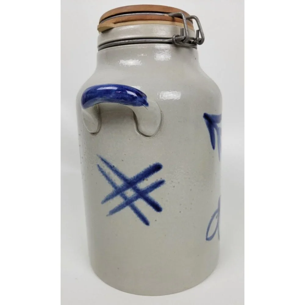 Vtg Gerzit Gerz German Salt Glaze Stoneware Lidded Jar Crock Handgemalt 10
